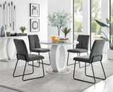 Giovani Round Grey 100cm Table and 4 Halle Black Leg Chairs - giovani-100-grey-gloss-round-dining-table-4-dark-grey-fabric-halle-black-chairs-set.jpg