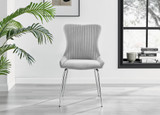 Giovani Round Black 100cm Table and 4 Nora Silver Leg Chairs - nora-light-grey-velvet-silver-leg-dining-chair.jpg