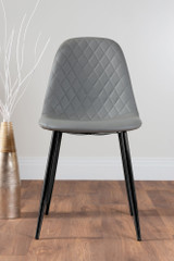 Giovani Round Black 100cm Table & 4 Corona Black Leg Chairs - grey-corona-black-leg-modern-leather-dining-chair-1.jpg