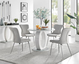 Giovani Round Grey 100cm Table and 4 Nora Silver Leg Chairs - giovani-100-grey-gloss-round-dining-table-4-light-grey-velvet-nora-silver-chairs-set.jpg