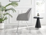 Giovani Round Black 100cm Table and 4 Falun Silver Leg Chairs - falun-light-grey-fabric-silver-leg-dining-chair-2.jpg