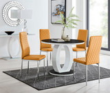 Giovani High Gloss And Glass 100cm Round Dining Table And 4 Milan Chairs Set - giovani-black-high-gloss-round-dining-table-4-mustard-leather-milan-chairs-set.jpg