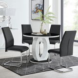 Giovani High Gloss And Glass 100cm Round Dining Table And 4 Lorenzo Chairs Set - giovani-100-black-high-gloss-round-dining-table-4-black-leather-lorenzo-chairs-set-CROP.jpg