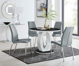Giovani High Gloss And Glass 100cm Round Dining Table And 4 Isco Chairs Set - giovani-100-black-high-gloss-round-dining-table-4-grey-leather-isco-chairs-set.jpg