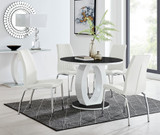 Giovani High Gloss And Glass 100cm Round Dining Table And 4 Isco Chairs Set - giovani-100-black-high-gloss-round-dining-table-4-white-leather-isco-chairs-set.jpg