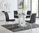 Giovani Grey White High Gloss And Glass 100cm Round Dining Table And 4 Isco Chairs Set - giovani-100-grey-high-gloss-round-dining-table-4-black-leather-isco-chairs-set.jpg