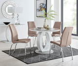 Giovani Grey White High Gloss And Glass 100cm Round Dining Table And 4 Isco Chairs Set - giovani-100-grey-high-gloss-round-dining-table-4-beige-leather-isco-chairs-set.jpg