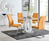 Giovani Grey White High Gloss And Glass 100cm Round Dining Table And 4 Lorenzo Chairs Set - giovani-100-grey-high-gloss-round-dining-table-4-mustard-leather-lorenzo-chairs-set.jpg