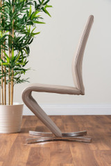 Giovani Grey White High Gloss And Glass 100cm Round Dining Table And 4 Willow Chairs Set - cappuccino-grey-willow-z-chrome-dining-chair-faux-leather-side_1.jpg