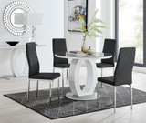 Giovani Grey White High Gloss And Glass 100cm Round Dining Table And 4 Milan Chairs Set - giovani-100-grey-high-gloss-round-dining-table-4-black-leather-milan-chairs-set.jpg