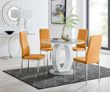 Giovani Grey White High Gloss And Glass 100cm Round Dining Table And 4 Milan Chairs Set - giovani-100-grey-high-gloss-round-dining-table-4-mustard-leather-milan-chairs-set.jpg