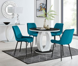 Giovani Round Black 100cm Table and 4 Pesaro Black Leg Chairs - giovani-100-black-high-gloss-round-dining-table-4-blue-velvet-pesaro-black-chairs-set.jpg