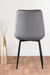 Giovani Round Black 100cm Table and 4 Pesaro Black Leg Chairs - grey-pesaro-velvet-black-metal-modern-luxury-dining-chair-2.jpg