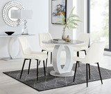 Giovani Round Grey 100cm Table and 4 Pesaro Black Leg Chairs - Giovani-4-Grey-White-Gloss-Round-Dining-Table-Pesaro-black-leg-cream-fabric.jpg