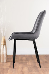 Giovani Round Grey 100cm Table and 4 Pesaro Black Leg Chairs - grey-pesaro-velvet-black-metal-modern-luxury-dining-chair-4.jpg