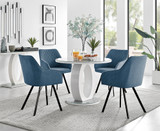Giovani Round Grey 100cm Table and 4 Falun Black Leg Chairs - giovani-100-grey-gloss-round-dining-table-4-blue-fabric-falun-black-chairs-set.jpg