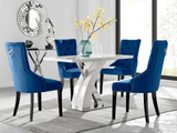 Atlanta 4 White Dining Table and 4 Belgravia Black Leg Chairs - atlanta-4-white-white-gloss-dining-table--4-blue-velvet-black-leg-belgravia-chairs.jpg