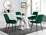 Atlanta 4 White Dining Table and 4 Pesaro Black Leg Chairs - atlanta-4-chrome-gloss-rectangle-dining-table-4-green-velvet-pesaro-black-chairs-set_1.jpg