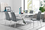 Atlanta Modern Rectangle Chrome Metal High Gloss White Dining Table And 6 Isco Chairs Set - atlanta-6-chrome-gloss-rectangle-dining-table-6-grey-leather-isco-chairs-set.jpg