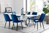 Atlanta 6 White Dining Table and 6 Pesaro Black Leg Chairs - atlanta-6-chrome-gloss-rectangle-dining-table-6-pesaro-black-leg-navy-fabric.jpg