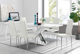 Atlanta Modern Rectangle Chrome Metal High Gloss White Dining Table And 6 Milan Chairs Set - atlanta-6-chrome-gloss-rectangle-dining-table-6-white-leather-milan-chairs-set_1.jpg