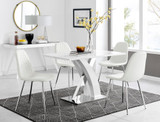 Atlanta White High Gloss And Chrome Metal Rectangle Dining Table And 4 Corona Silver Dining Chairs Set - atlanta-4-chrome-gloss-rectangle-dining-table-4-white-leather-corona-silver-chairs-set_1.jpg