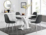 Atlanta White High Gloss And Chrome Metal Rectangle Dining Table And 4 Corona Silver Dining Chairs Set - atlanta-4-chrome-gloss-rectangle-dining-table-4-black-leather-corona-silver-chairs-set_1.jpg
