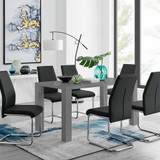 Pivero Grey High Gloss Dining Table and 6 Lorenzo Dining Chairs - pivero-6-seater-grey-high-gloss-rectangle-dining-table-6-black-leather-lorenzo-chairs-set-CROP.jpg