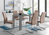 Pivero Grey High Gloss Dining Table and 6 Lorenzo Dining Chairs - pivero-6-seater-high-gloss-rectangle-dining-table-6-beige-leather-lorenzo-chairs-set-1_1.jpg