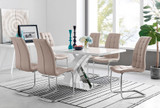 Atlanta Modern Rectangle Chrome Metal High Gloss White Dining Table And 6 Murano Chairs Set - atlanta-6-chrome-gloss-rectangle-dining-table-6-beige-leather-murano-chairs-set_1.jpg