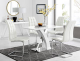 Atlanta White High Gloss And Chrome Metal Rectangle Dining Table And 4 Murano Dining Chairs Set - atlanta-4-chrome-gloss-rectangle-dining-table-4-white-leather-murano-chairs-set_1.jpg