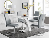 Atlanta White High Gloss And Chrome Metal Rectangle Dining Table And 4 Lorenzo Dining Chairs Set - atlanta-4-chrome-gloss-rectangle-dining-table-4-grey-leather-lorenzo-chairs-set_1.jpg