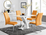 Atlanta White High Gloss And Chrome Metal Rectangle Dining Table And 4 Lorenzo Dining Chairs Set - atlanta-4-chrome-gloss-rectangle-dining-table-4-mustard-leather-lorenzo-chairs-set_1.jpg