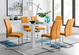 Pivero White High Gloss Dining Table and 6 Lorenzo Dining Chairs - pivero-6-seater-high-gloss-dining-table-6-mustard-leather-lorenzo-chairs-set_1_1.jpg
