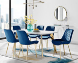 Andria Gold Leg Marble Effect Dining Table and 6 Pesaro Gold Leg Chairs - Andria-Marble-Effect-Gold-Leg 6-Seater-Dining-Table-Pesaro-gold-leg-navy-fabric.jpg