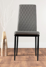 Andria Black Leg Marble Effect Dining Table and 6 Milan Black Leg Chairs - grey-modern-milan-dining-chair-leather-black-leg.jpg
