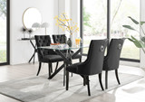 Leonardo Black Leg Glass Dining Table & 4 Belgravia Black Leg Chairs - leonardo-black-4-black-rectangular-dining-table-4-black-velvet-belgravia-chairs-set.jpg