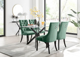 Leonardo Black Leg Glass Dining Table & 4 Belgravia Black Leg Chairs - leonardo-black-4-black-rectangular-table-4-green-black-leg-velvet-belgravia-chairs.jpg