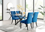 Leonardo Black Leg Glass Dining Table & 4 Belgravia Black Leg Chairs - leonardo-black-4-black-rectangular-dining-table-4-blue-velvet-belgravia-chairs-set.jpg