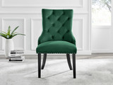 Leonardo Black Leg Glass Dining Table & 4 Belgravia Black Leg Chairs - belgravia-green-velvet-studded-back-ring-black-leg-chair-1.jpg