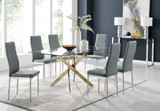 Leonardo 6 Gold Dining Table and 6 Milan Chairs - leonardo-6-seater-chrome-rectangle-dining-table-6-grey-leather-milan-chairs-set_2.jpg