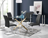Leonardo 4 Gold Dining Table and 4 Lorenzo Chairs - leonardo-4-seater-chrome-rectangle-dining-table-4-black-leather-lorenzo-chairs-set_2.jpg