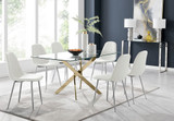 Leonardo 6 Gold Dining Table and 6 Corona Silver Leg Chairs - leonardo-6-seater-chrome-rectangle-dining-table-6-white-leather-corona-silver-chairs_2.jpg