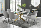 Leonardo Gold Leg Glass Dining Table & 6 Falun Silver Leg Chairs - leonardo-6-gold-rectangular-dining-table-6-light grey-fabric-falun-silver-chairs-set.jpg