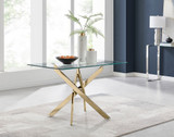 Leonardo Gold Leg Glass Dining Table & 4 Falun Black Leg Chairs - leonardo-4-seater-chrome-fashionable-rectangle-dining-table-silver-foot.jpg
