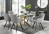 Leonardo Gold Leg Glass Dining Table & 6 Falun Black Leg Chairs - leonardo-6-gold-rectangular-dining-table-6-light grey-fabric-falun-black-chairs-set.jpg