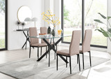 Leonardo Black Leg Glass Dining Table & 4 Milan Black Leg Chairs - leonardo-black-4-black-rectangular-dining-table-4-beige-leather-milan-black-chairs-set.jpg