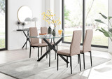 Leonardo Black Leg Glass Dining Table & 4 Milan Black Leg Chairs - leonardo-blck-4-blck-rectangular-dining-table-4-beige-leather-milan-blck-chairs-set.jpg