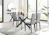 Leonardo Black Leg Glass Dining Table & 4 Milan Black Leg Chairs - leonardo-blck-4-blck-rectangular-dining-table-4-grey-leather-milan-blck-chairs-set.jpg