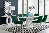 Arezzo Large Extending Dining Table and 6 Pesaro Silver Leg Chairs - arrezzo-high-gloss-extending-dining-table-6-green-velvet-pesaro-silver-chairs-set.jpg